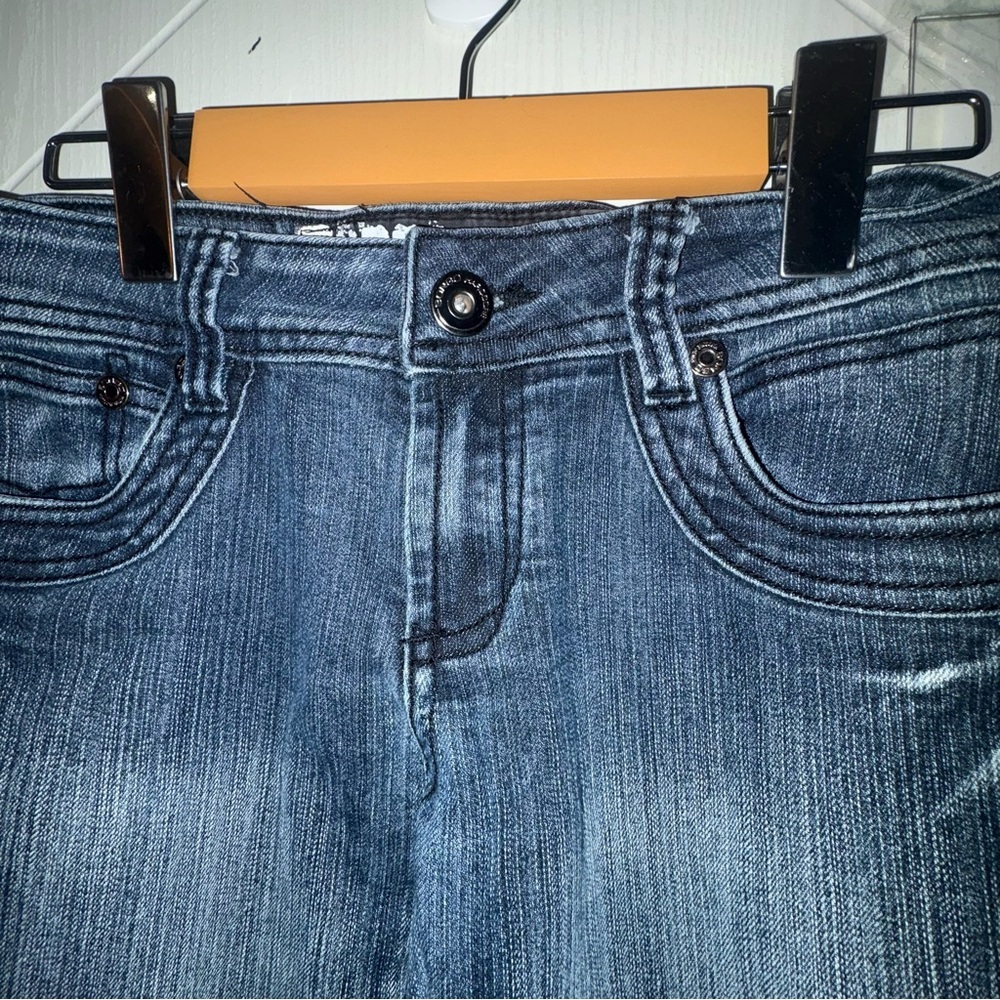 Bongo Hardcore Denim Y2K Bootcut Jeans Low Rise Indigo Flare Dark Wash W5/L33 - Picture 4 of 8